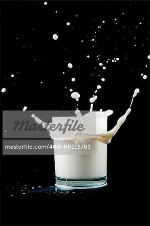 Splash in a milk glass