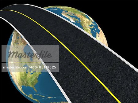 abstract 3d illustration of road around earth globe