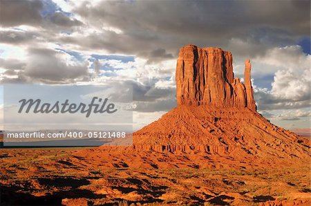 Monument Valley Buttes With Clouds at Sundown