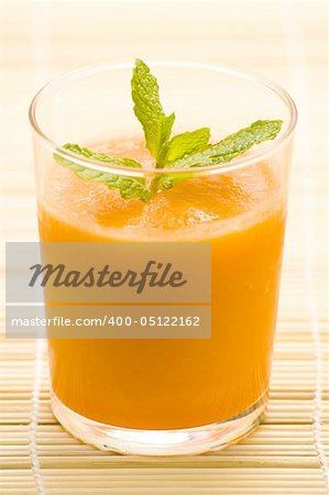 delicious and fresh carrot juice and mint