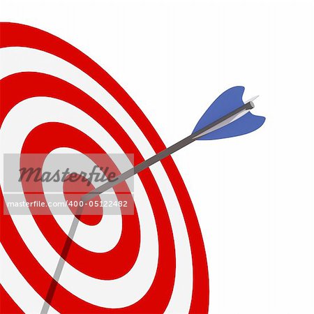 fine 3d image of classic red and white target with arrow