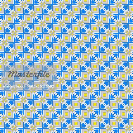 seamless texture of yellow knots diagonal on blue curves