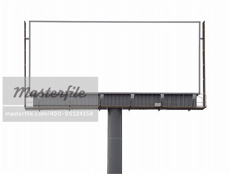 Large blank billboard on a white background