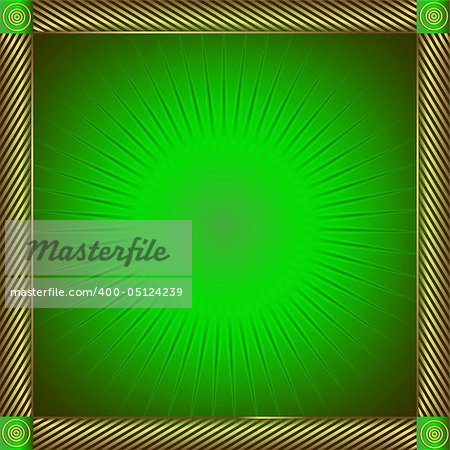 Vintage green and golden geometric frame with star