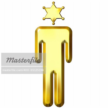 3d golden sheriff isolated in white