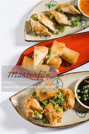 chinese dimsum, dumpling and spring roll