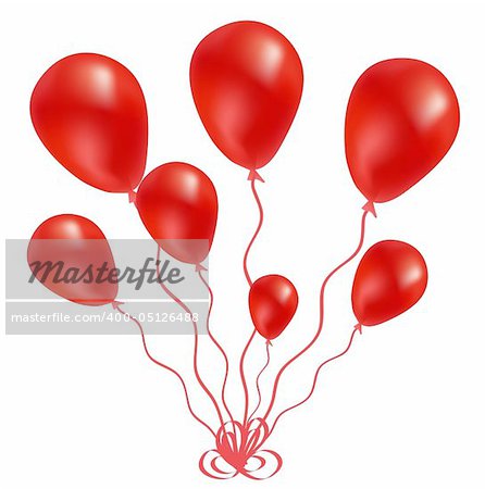 Beautiful red balloon in the air. Vector illustration.