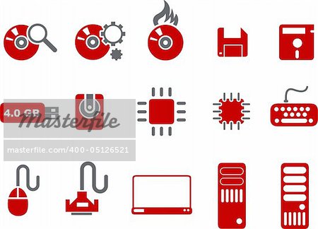 Vector icons pack - Red Series, computer collection