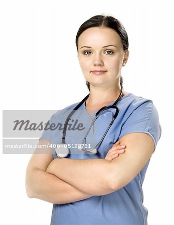 Portrait of a beautiful female nurse with stethoscope