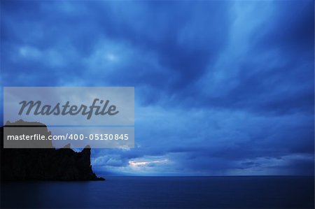 The night sea. The sea photographed at a dawn with long endurance. Crimea, Ukraine