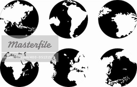 black globe on white background