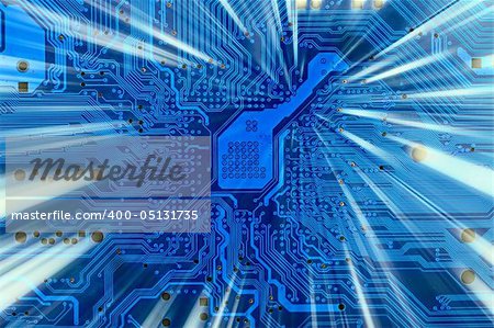 Hi-tech industrial electronic background with shaft of light