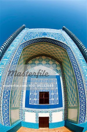 Colorful Islamic mosque. Abu Nasr Parsa, Afghanistan.