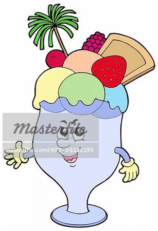 Cartoon ice cream cup - vector illustration.