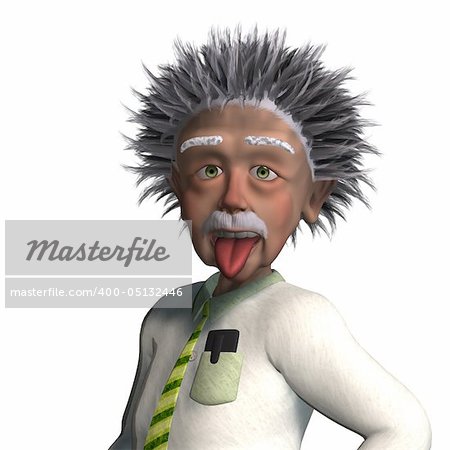 rendering of a cartoon professor With Clipping Path over white