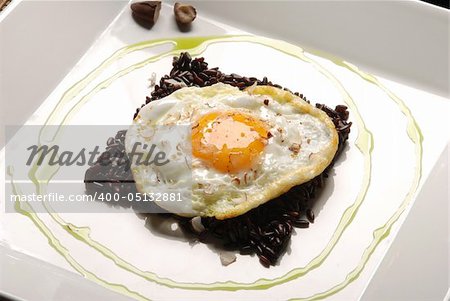 egg fried rice with black and brown