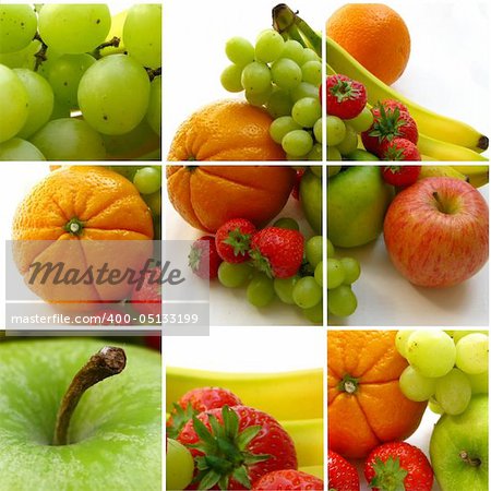 Healthy and delicious fruits, sorted by color