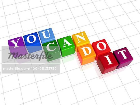 3d colour cubes with text - you can do it, word