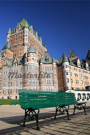 Bench in front of Chateau Frontenac, Quebec City.