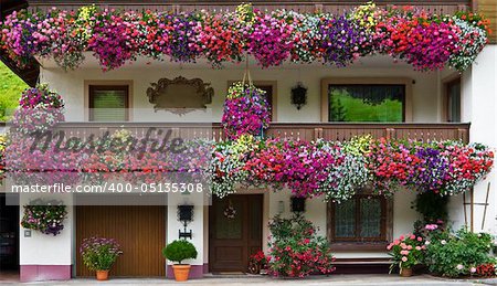 Typical beautiful floral adornments in Dienten, Salzkammergut region, Austria