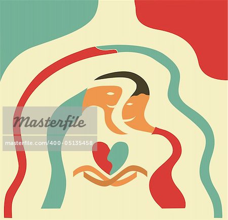cartoon man and woman in love, vector illustration