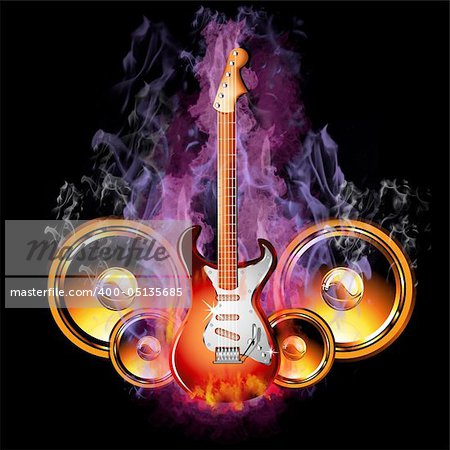 Colorful Hot Burining Electric Guitar with speakers