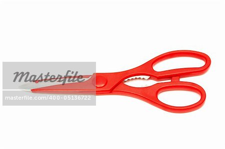 Modern kitchen scissors on a white background