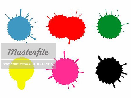 Set of blots and stains. Stains and blots are made by ink on a paper, photographed, processed in Photoshop, exported in Illustrator. Software Used: Adobe Illustrator 10.