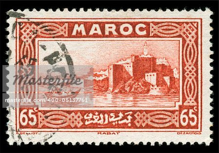 vintage Morocco stamp depicting the Capital city of Rabat on the Atlantic coast