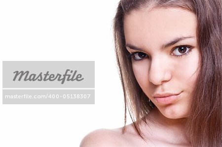 beautiful woman face on a white background isolated
