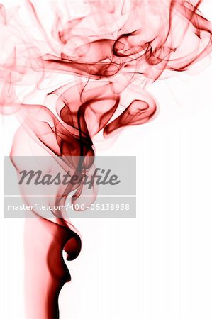 Deep blood red smoke rising against white background