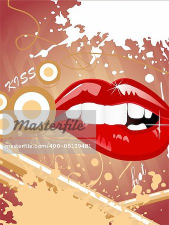 artistic design, panel lines and grunge background with glossy lip