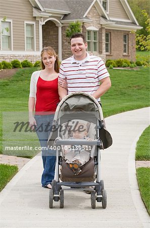Happy Family Taking a Walk