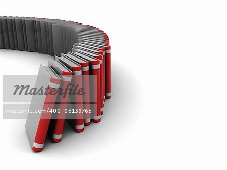 3d illustration of background with books heap at left side