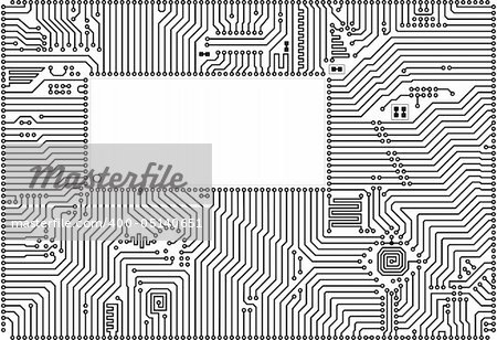 Hi-tech vector circuit board back - white blank frame