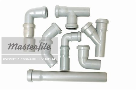 Set of sewer pipes on a white background