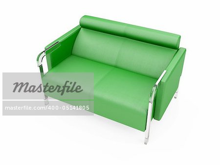 isolated green sofa over white background