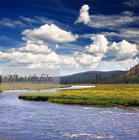 The scenery of Yellowstone National Park in Wyoming