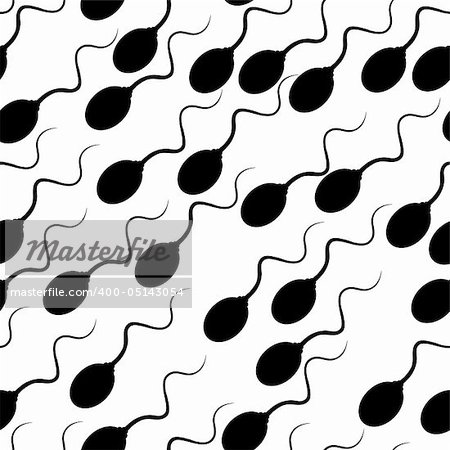 Seamless editable vector tile of swimming sperm or tadpoles