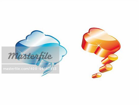 Blue and Orange High detailed Glossy Clouds Icons