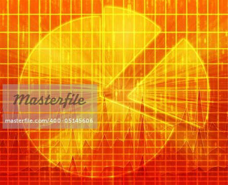 Illustration of financial trends data and business pie chart