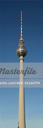 Television tower of Berlin, Germany in front of blue sky