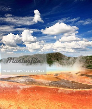 The scenery at Midway Geyser Basin in Yellowstone National Park