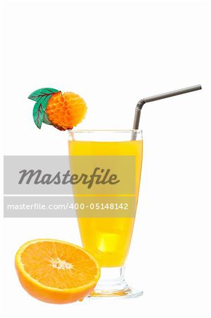 A glass of orange juice isolated on white background