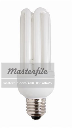 Electrical fluorescent energy-saving lamp on white