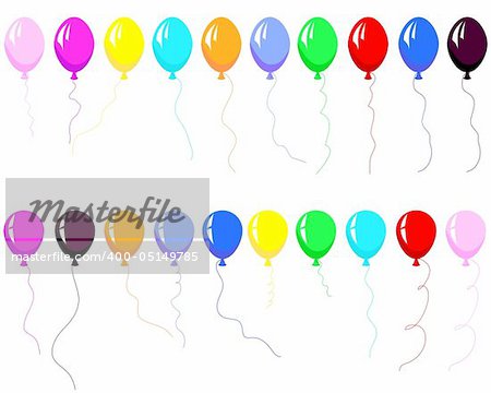 Set of beautiful colour balloon in the air. Vector illustration.