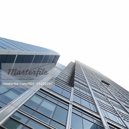 Modern skyscrapers isolated over white background with copy space