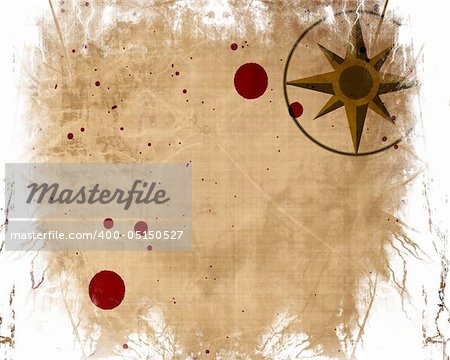 Empty old paper texture with compass on it