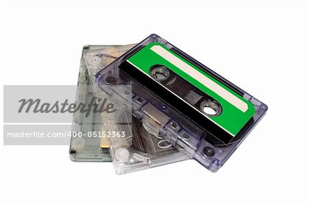 Three Compact Cassette isolated on white.