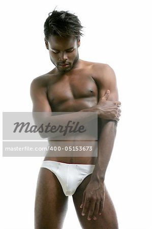 African american male model underwear at studio